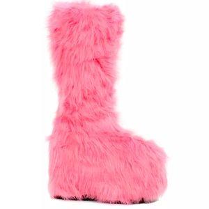 Pink Chunky faux fur Platform Boot Dollzkill